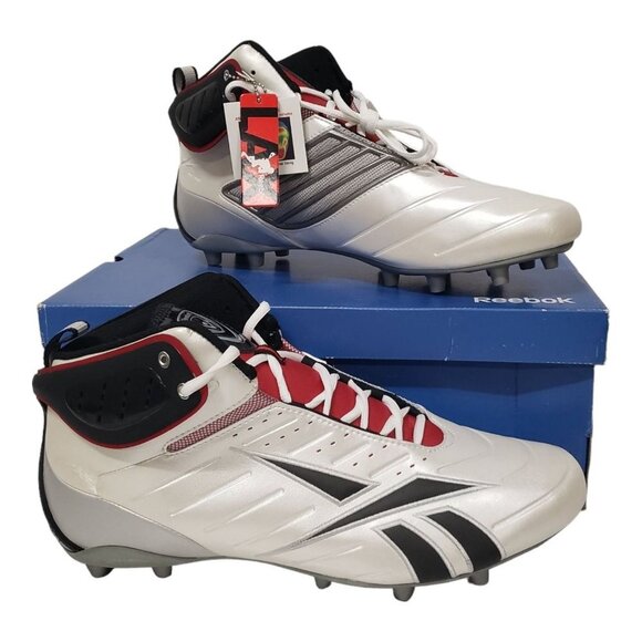 Reebok Men's Bulldodge Mid M2 III KFS Lacrosse Cleats in White/Black/Red Size 14 - Picture 1 of 10